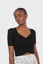 Black ruched front knitted top_6