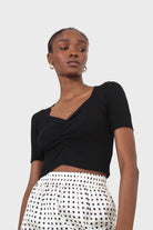 Black ruched front knitted top_4