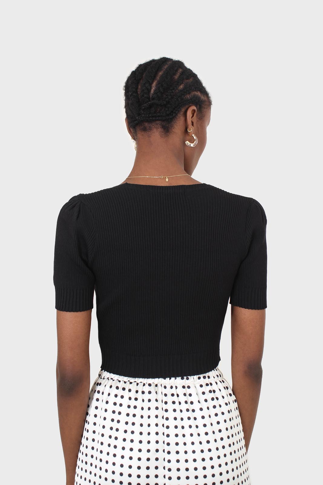 Black ruched front knitted top_2