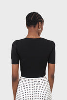 Black ruched front knitted top_2