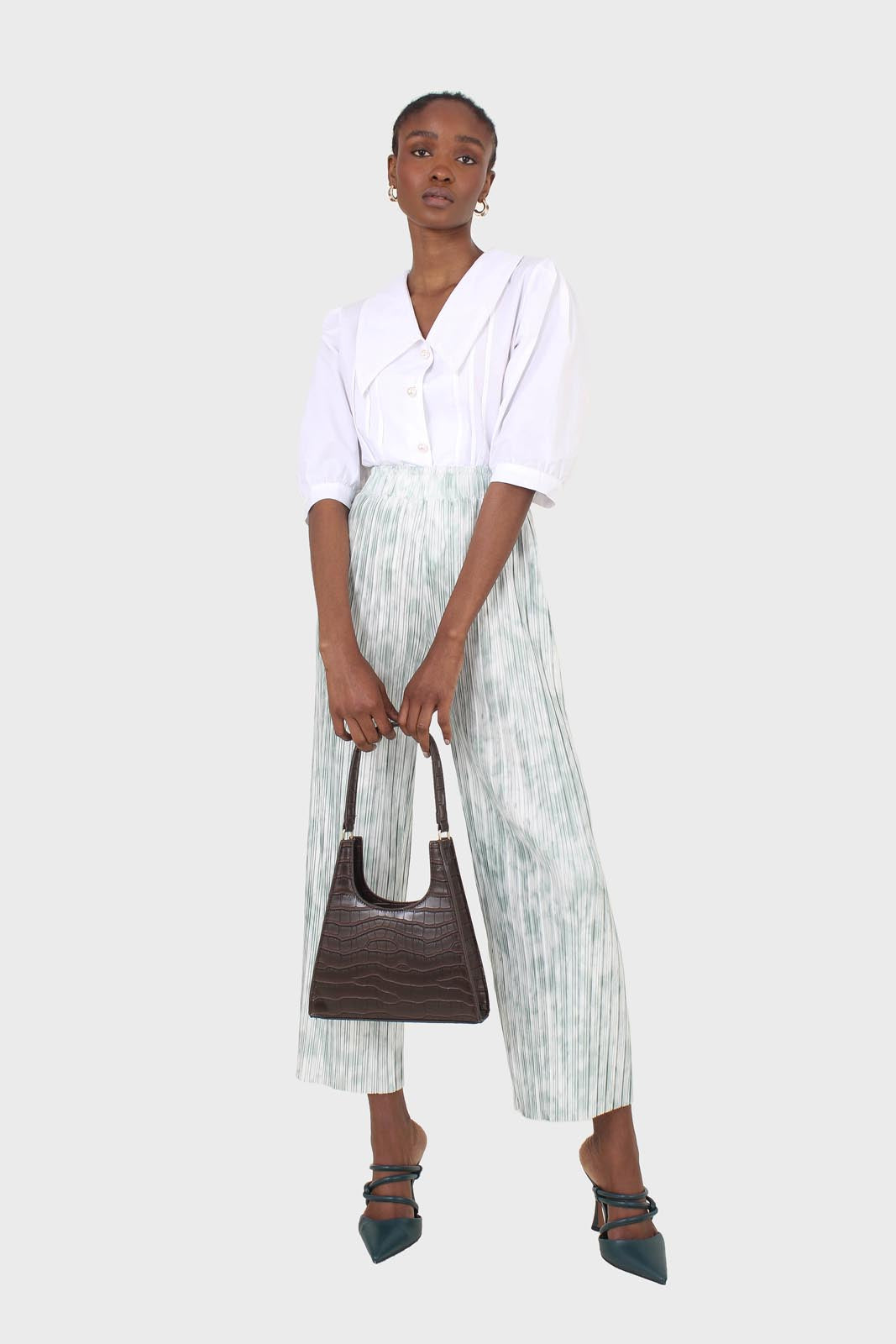 Green and ivory ribbed tie dye trousers_2