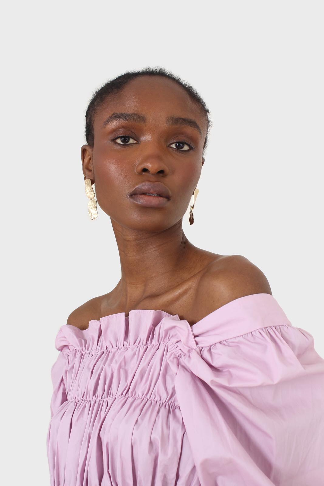 Purple ruched puff sleeve cropped top_2