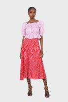 Purple ruched puff sleeve cropped top_5