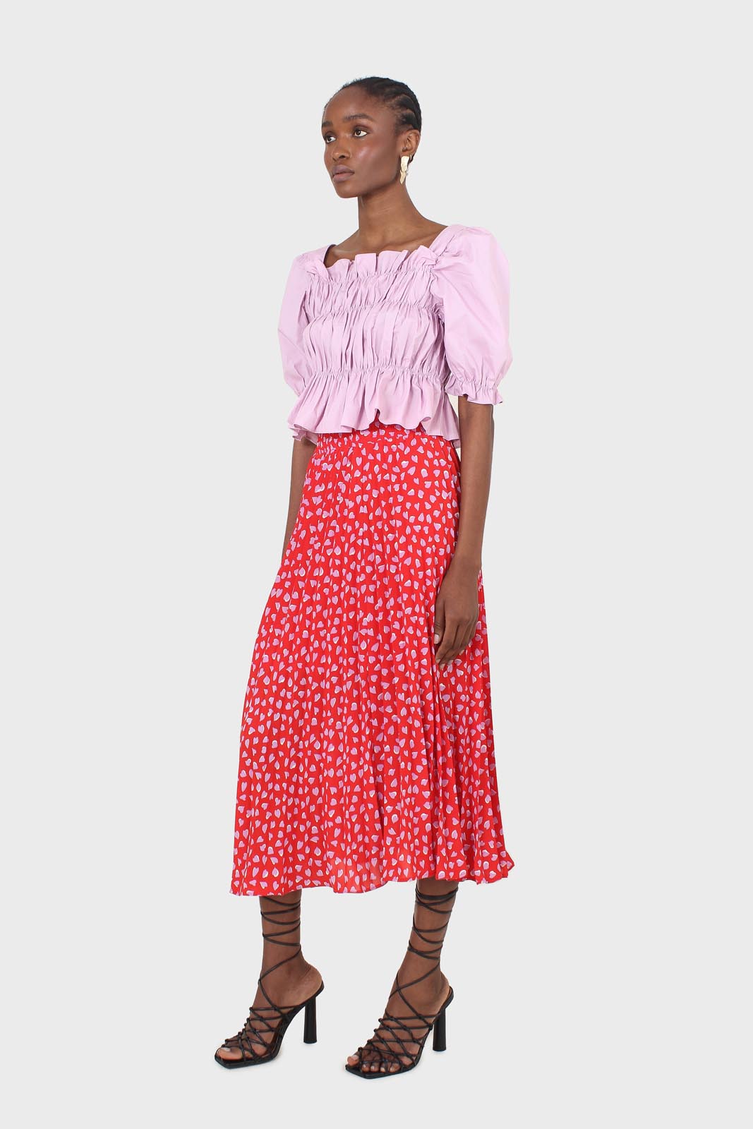 Purple ruched puff sleeve cropped top_7