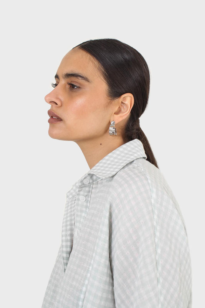 Mint and ivory gingham tie front shirt_5