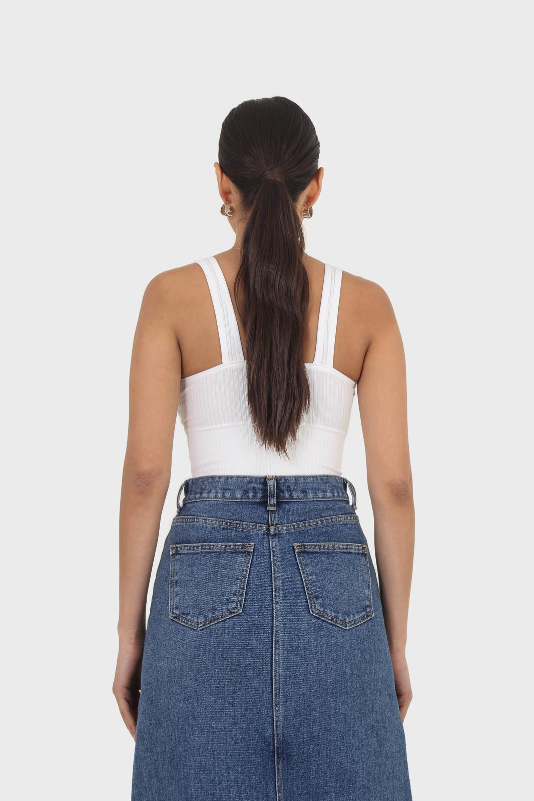 Ivory ribbed thick band v-neck bra top_3