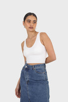 Ivory ribbed thick band v-neck bra top_7