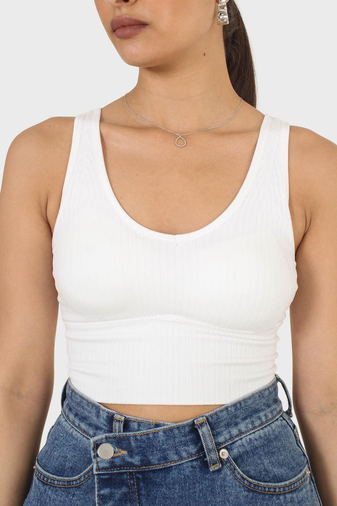 Ivory ribbed thick band v-neck bra top_2