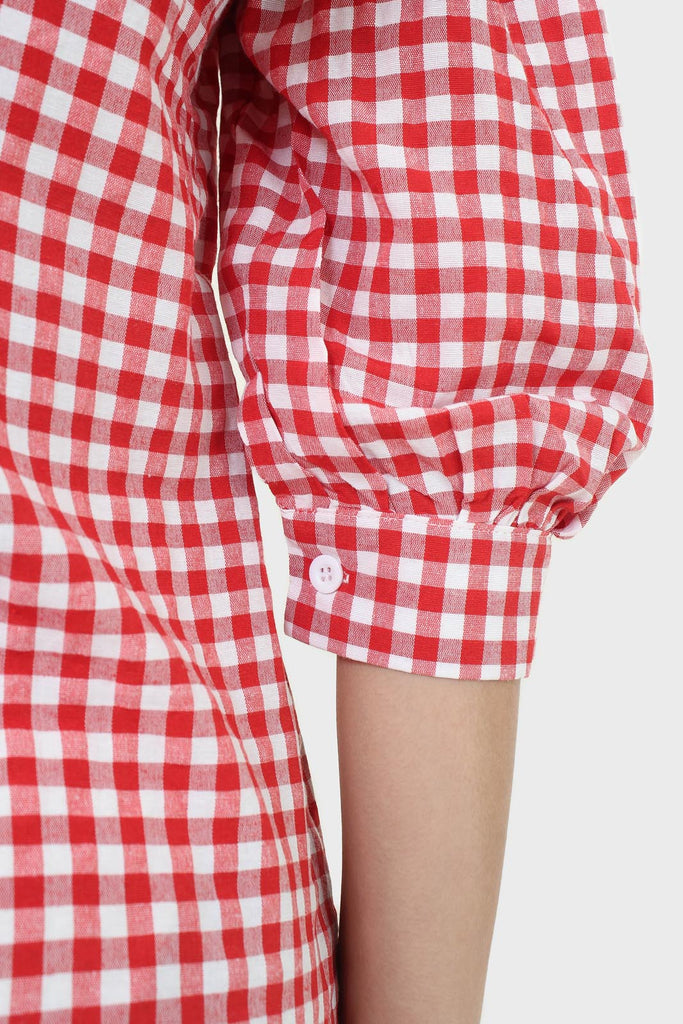 Red and ivory gingham large collar mini dress_6