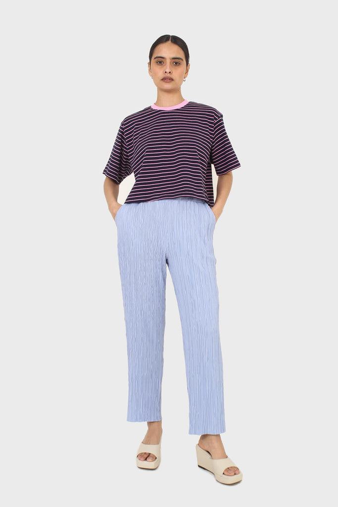 Sky blue micro pleated trousers_5