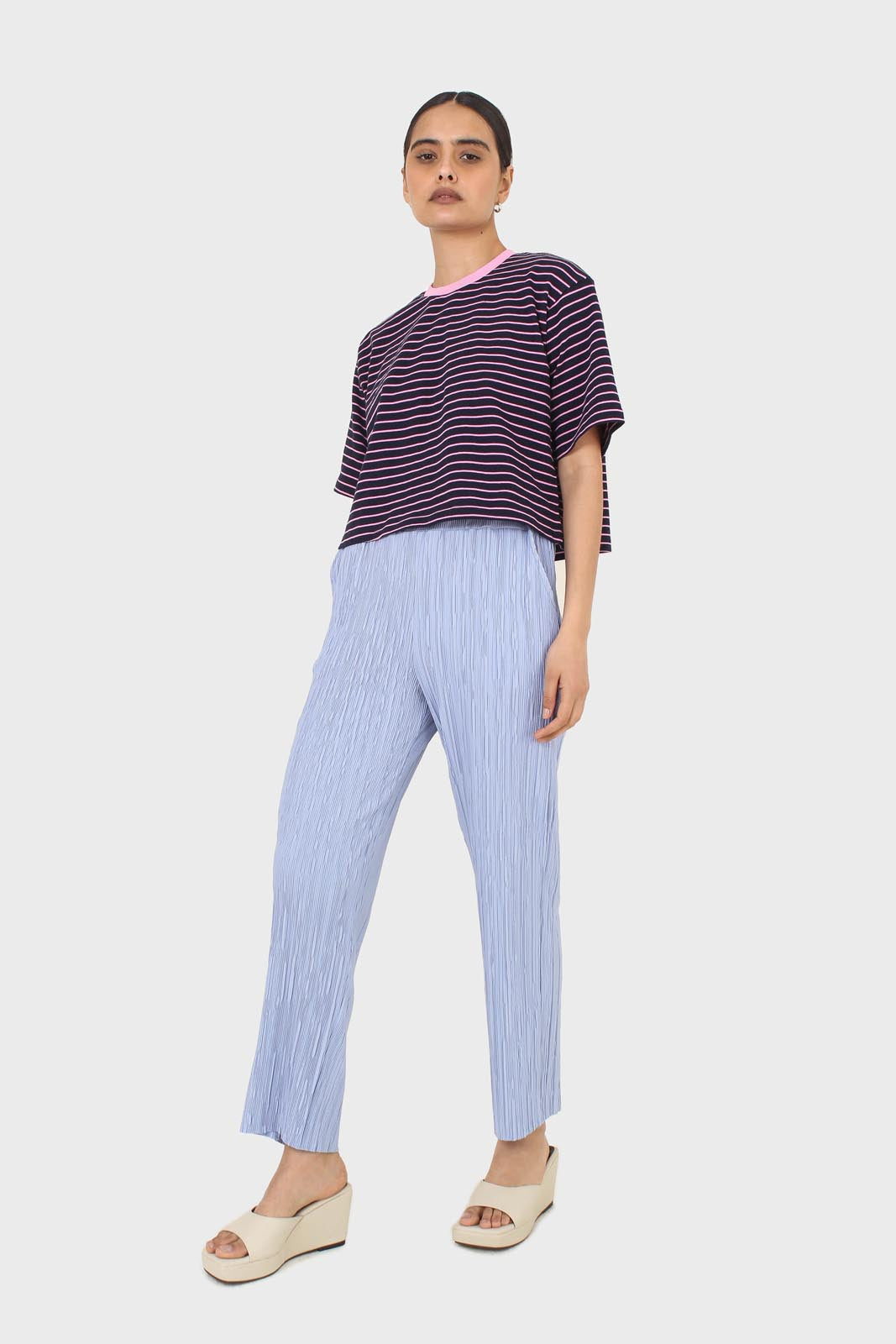 Sky blue micro pleated trousers_6