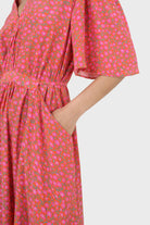 Pink floral print tie back maxi dress_8
