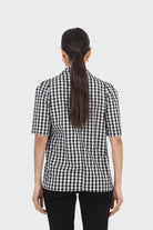 Black and ivory checked short sleeved blazer_3