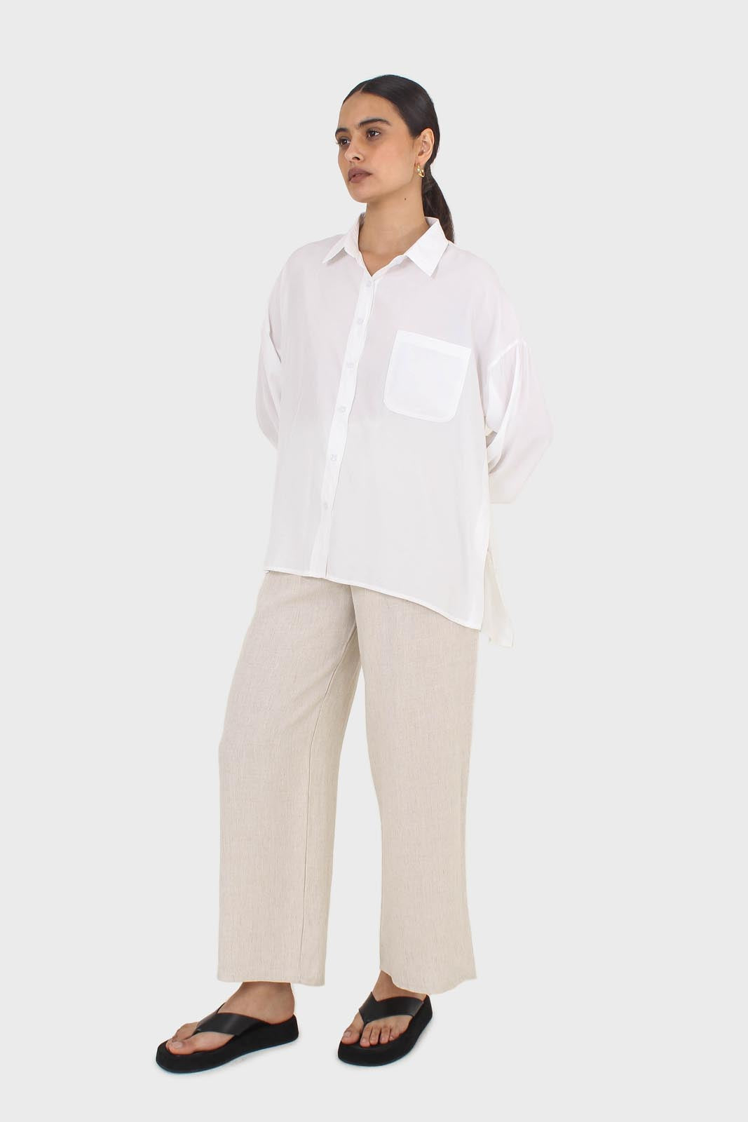 Ivory asymmetic buttons shirt_7