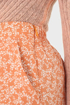 Orange tiny floral print midi skirt_4