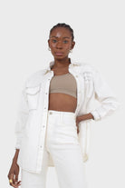 Ivory and black contrast stitch metal button shirt_6