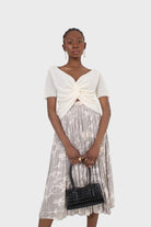 Ivory twist front Knitted short sleeved shirt_7