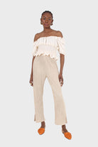 Cream ruched bodice puff sleeved top_3