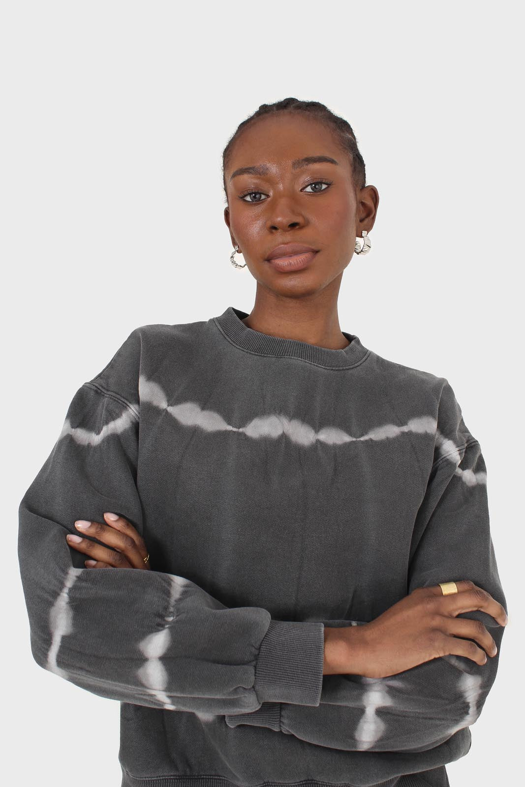 Charcoal grey tie dye crewneck sweatshirt_1