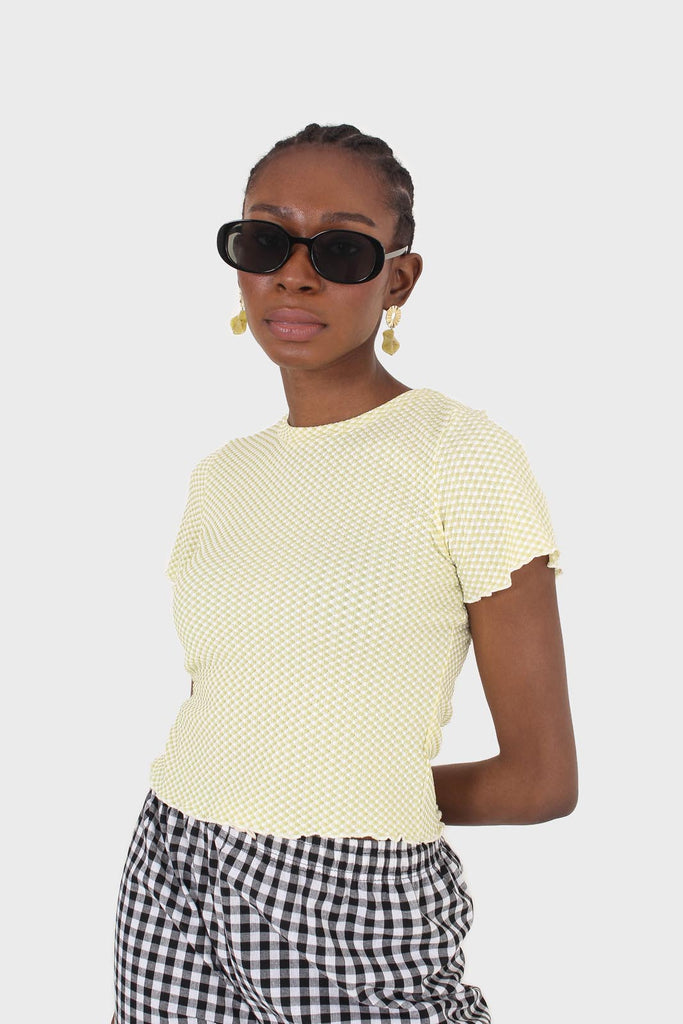 Yellow and ivory lettuce hem top_8