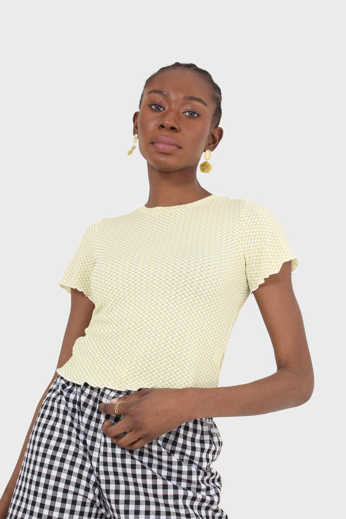 Yellow and ivory lettuce hem top_6