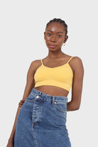 Mustard thick band V neck bralette_1