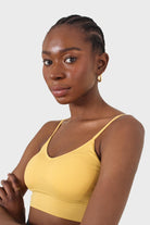 Mustard thick band V neck bralette_6
