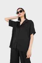 Black satin short sleeve shirt_9