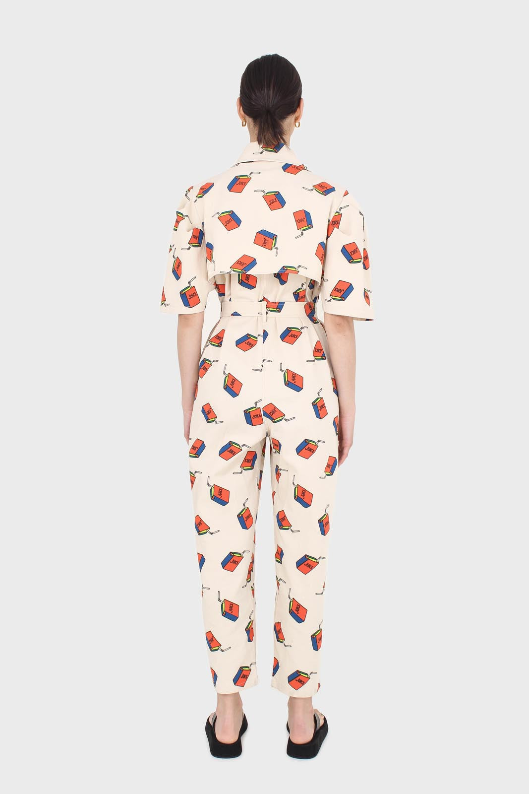 Beige juicebox print short sleeved boilersuit_3