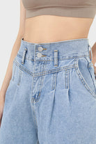 Mid wash pleat front jeans_3