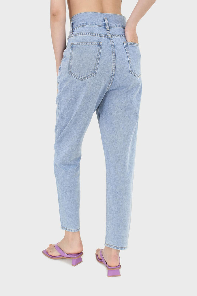 Mid wash pleat front jeans_2