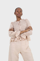 Pink and lilac floral print smocked blouse_9