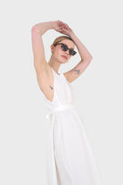 Ivory sleeveless wrap front dress_8