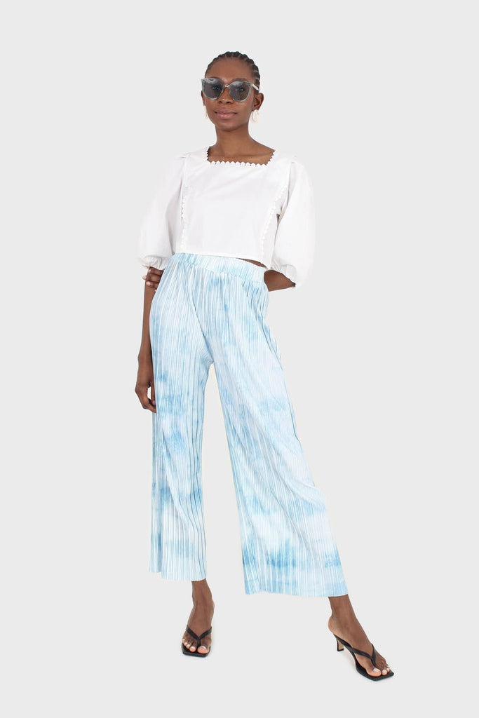 Blue and ivory ribbed tie dye trousers_3