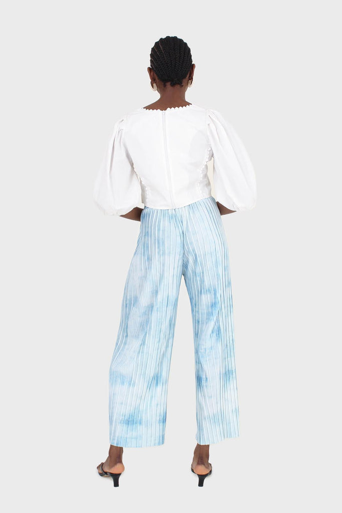 Blue and ivory ribbed tie dye trousers_5