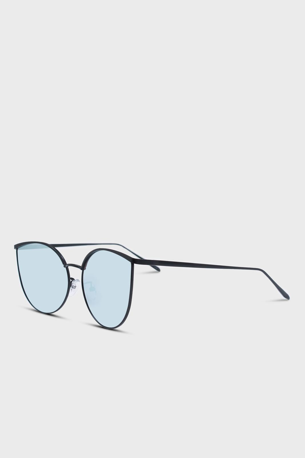 Black thin frame cat eye sunglasses_4