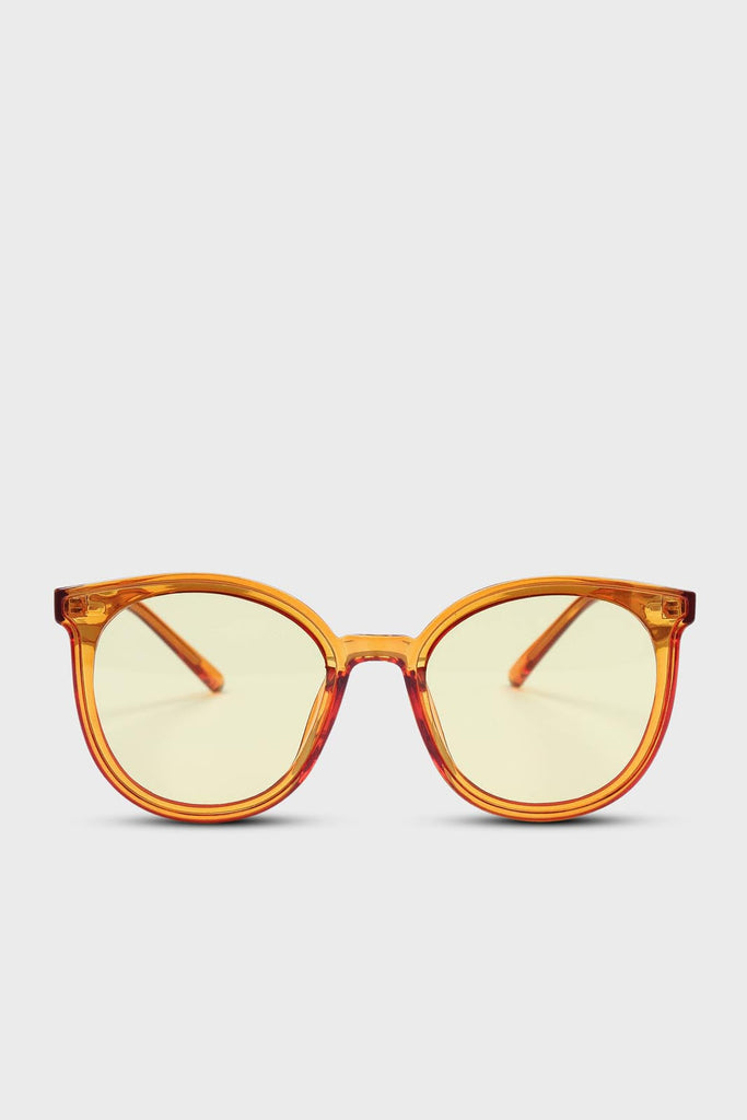Tangerine and yellow perspex frame sunglasses_1