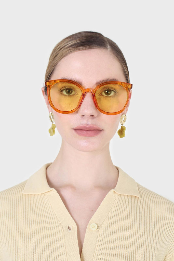 Tangerine and yellow perspex frame sunglasses_2