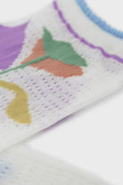 Blue floral bamboo cotton blend socks_2