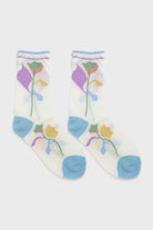Blue floral bamboo cotton blend socks_3