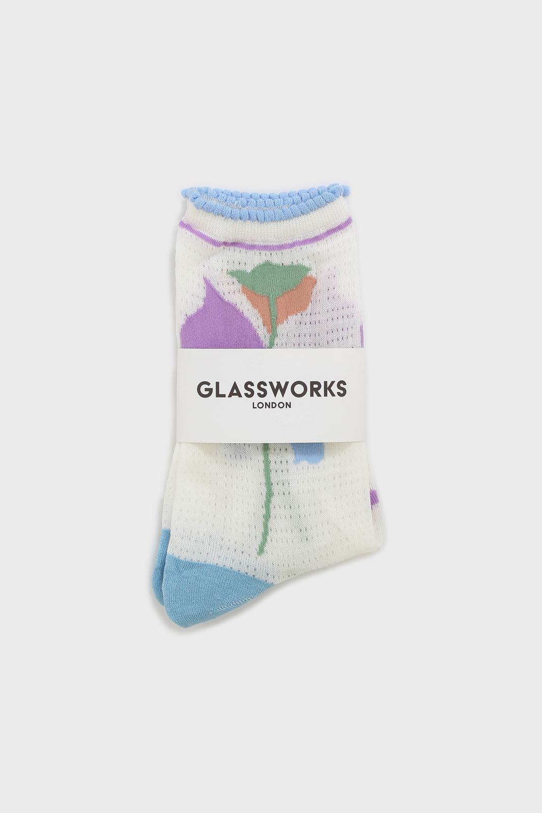 Blue floral bamboo cotton blend socks_4