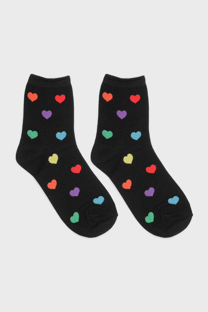 Black rainbow heart socks_3
