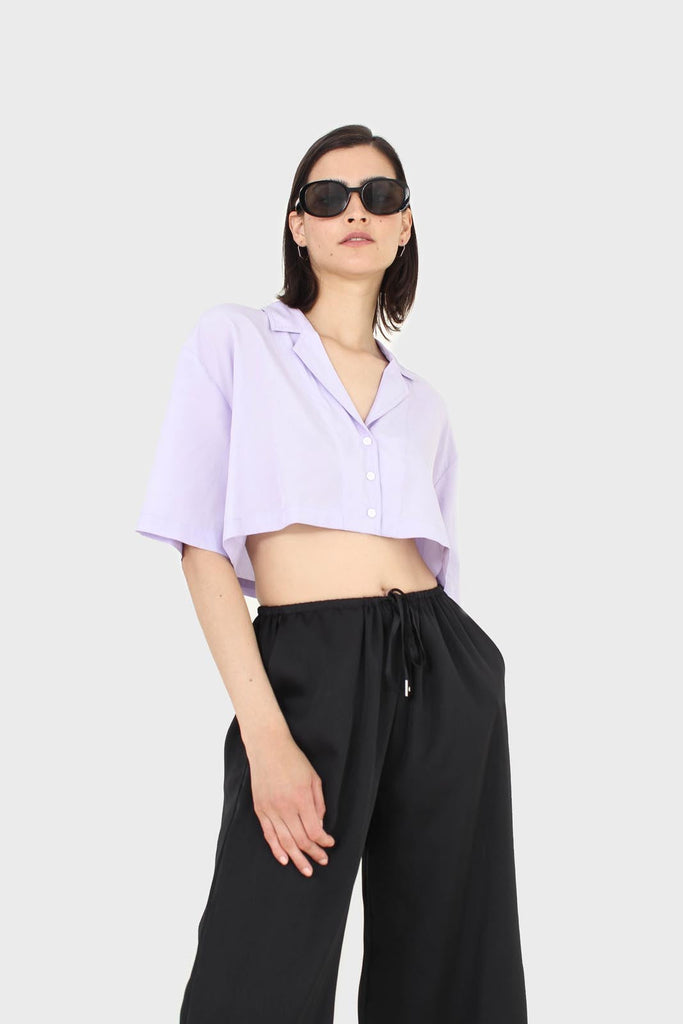 Lilac cropped short sleeved boxy shirt_5