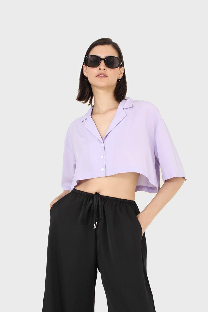 Lilac cropped short sleeved boxy shirt_6