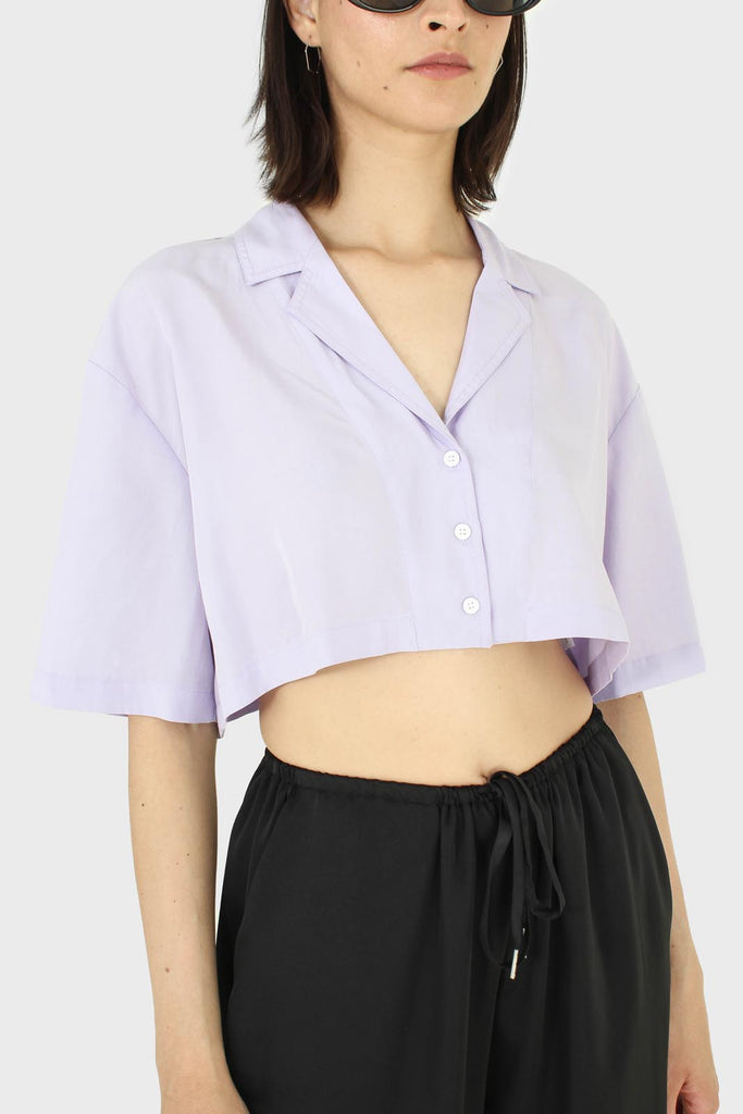 Lilac cropped short sleeved boxy shirt_7