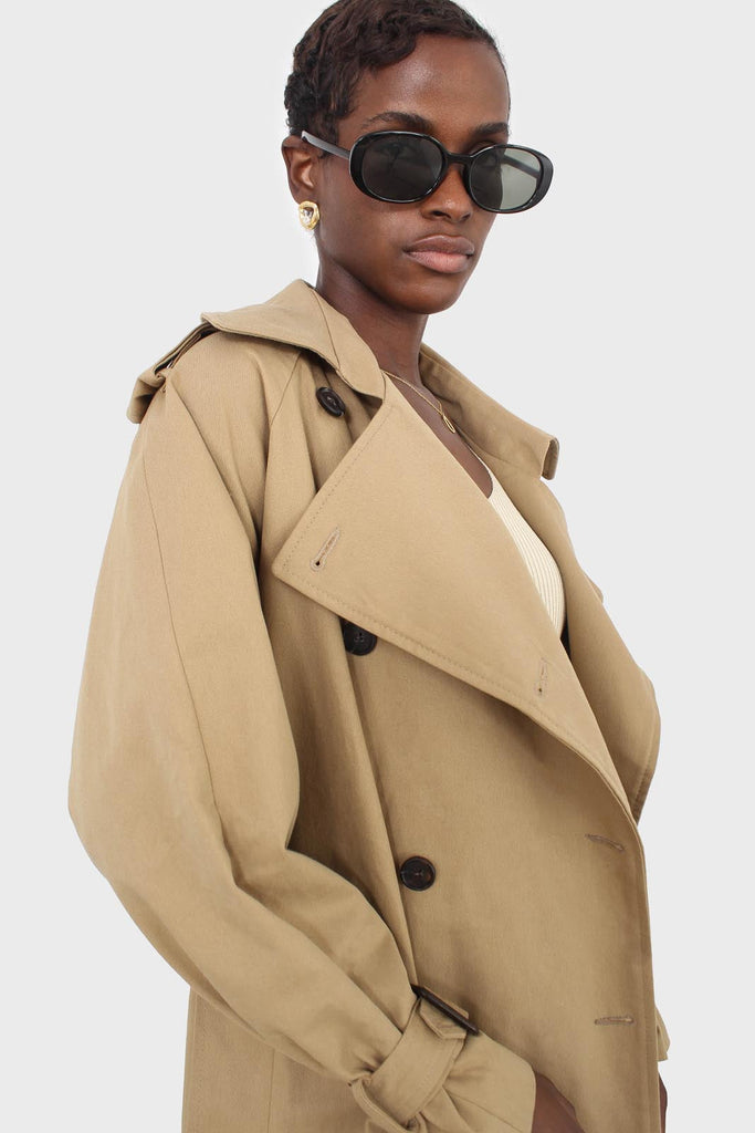 Dark beige classic double breasted trench coat_12