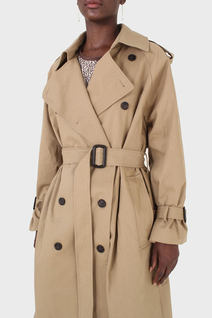 Dark beige classic double breasted trench coat_3