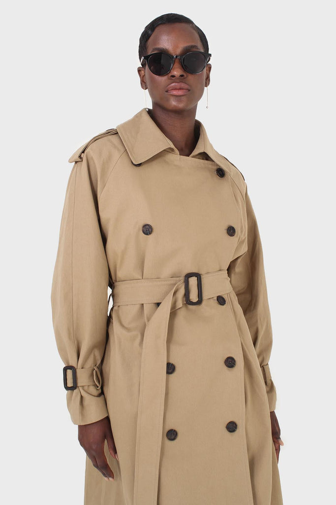 Dark beige classic double breasted trench coat_11