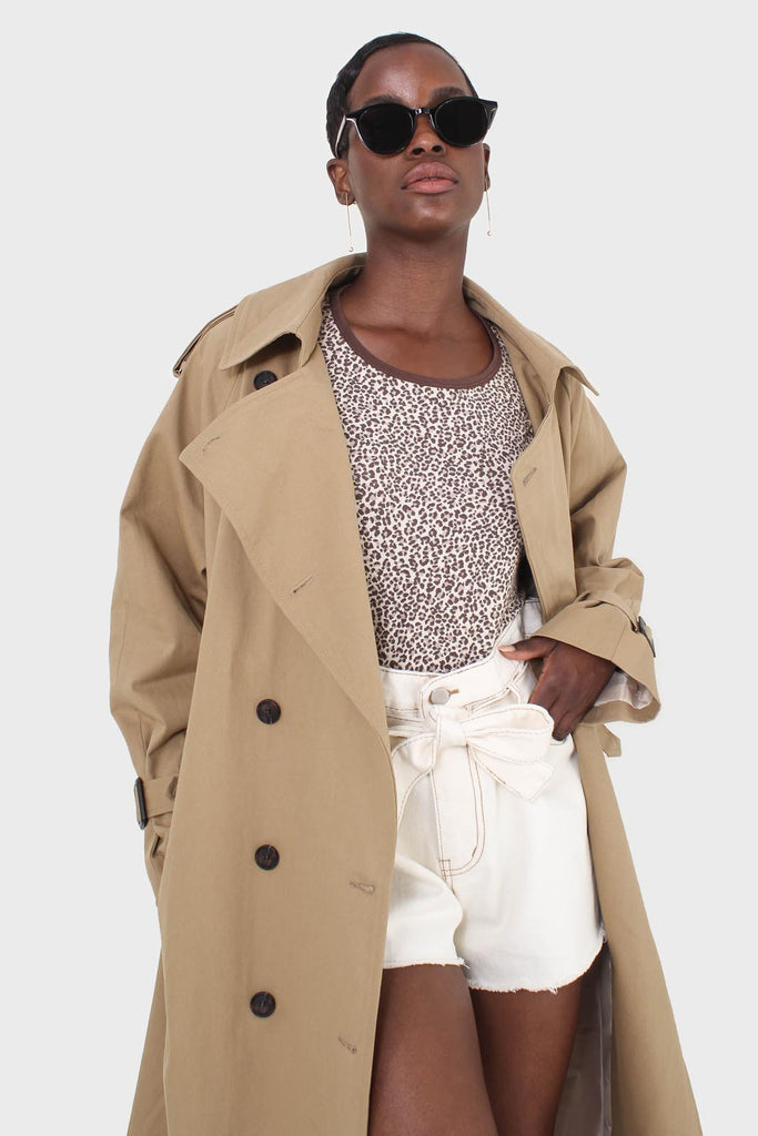 Dark beige classic double breasted trench coat_10