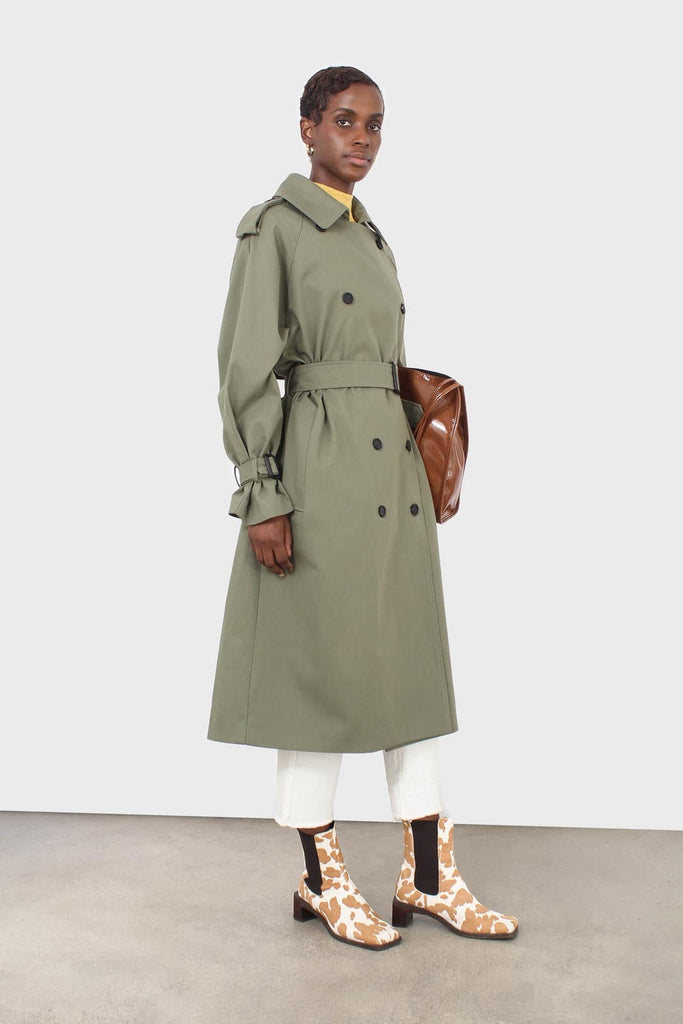 Khaki classic double breasted trench coat_1